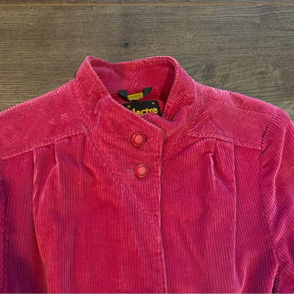 Vintage Electre Paris Corduroy trench coat pink belted coat fushia pink - Picture 5 of 12